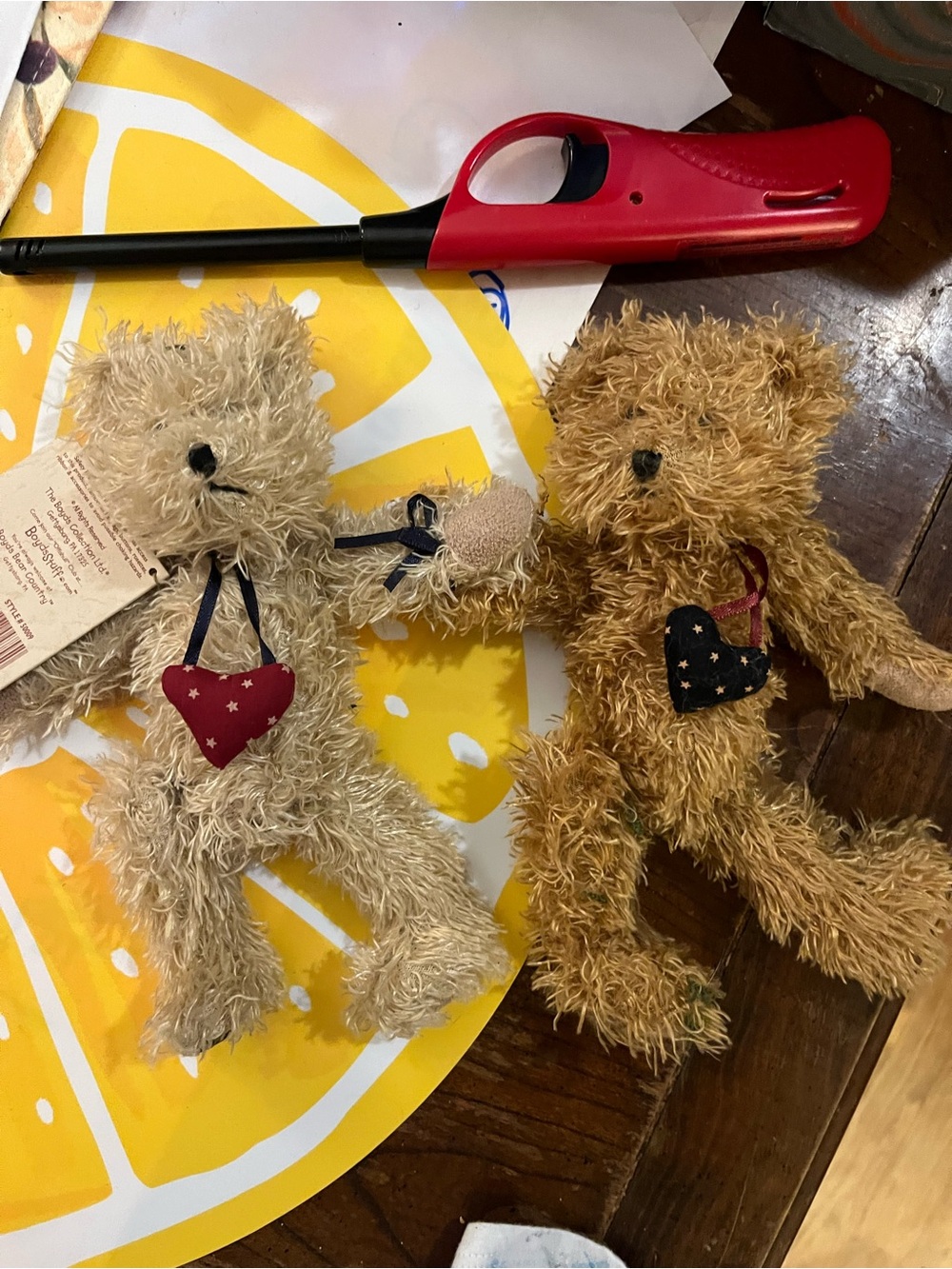 Boyd Bears Plush Heart Teddy Toy - Beige and Brown Set